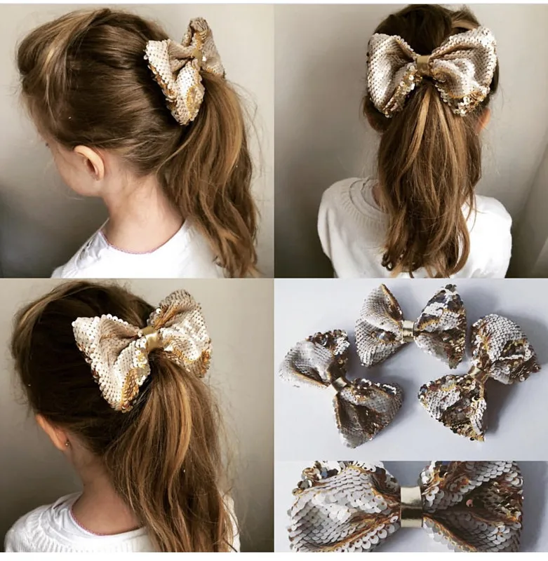 Glitter Sequin Bows Girl Hair Accessories For Kids Party Hair Clip