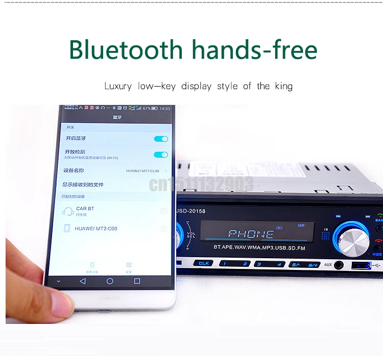 Bluetooth Telefone AUX-IN MP3 FM USB 1