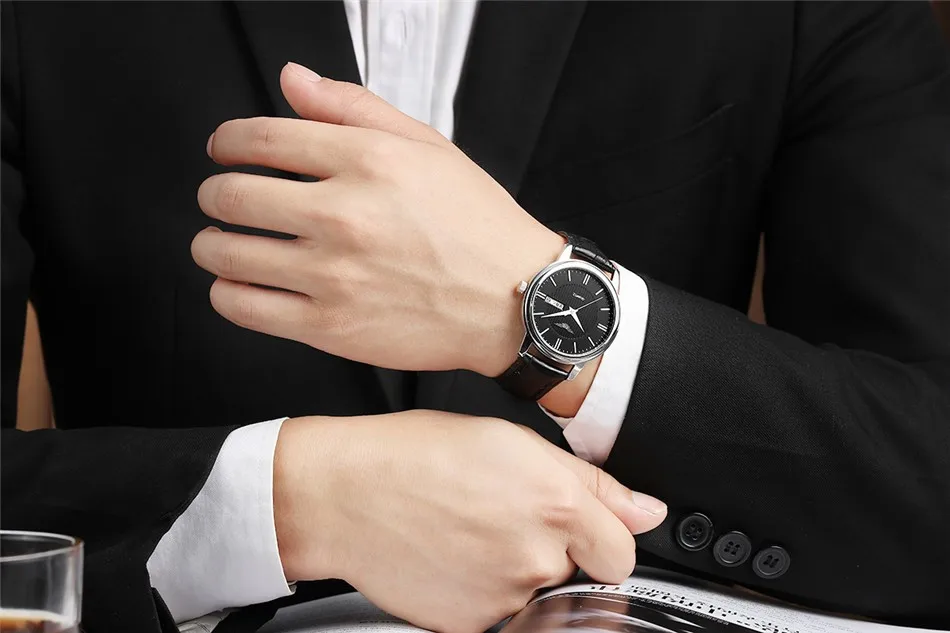 NEW GUANQIN Mens Watches Casual Date Week Quartz Watch Leather Strap Clock Men Wristwatch relogios masculino New Year Gifts (7)
