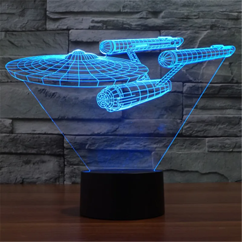 AUCD новый красочный USB-3D battleship украшение офисная настольная лампа детская светодио дный спальня светодиодные ночные огни космический