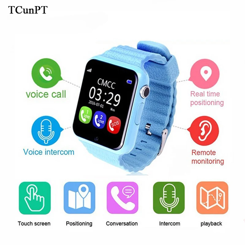 

TCunPT New GPS Smart Watch Kids Watch V7k with Camera/facebook SOS Call Location DevicerTracker for Kid Safe Anti-Lost Monitor