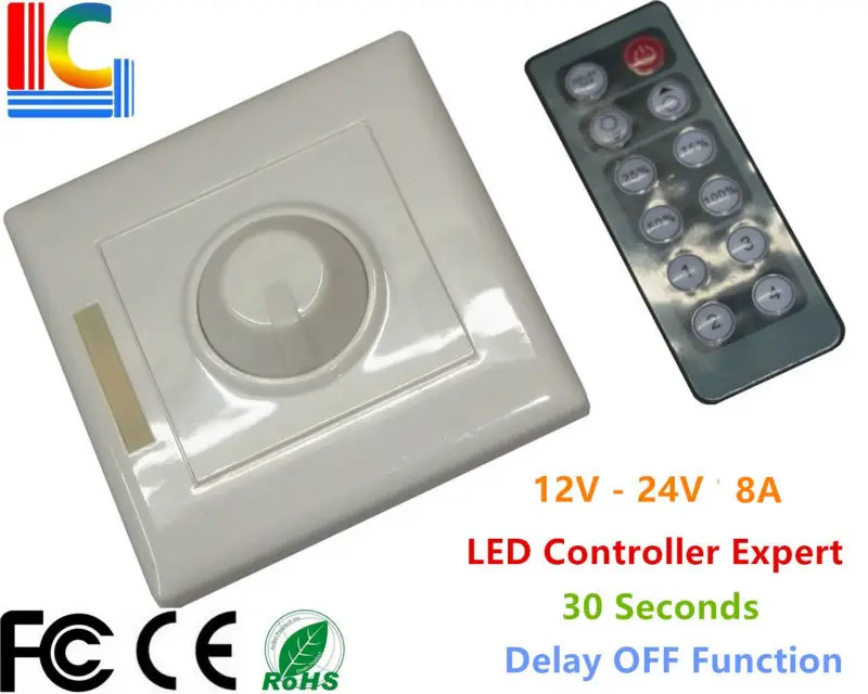 

PWM IR LED Dimmer 12V 24V 8A Brightness Adjustable with 12 Button Wireless Remote Control for LED Strip Light CE Freeshipping