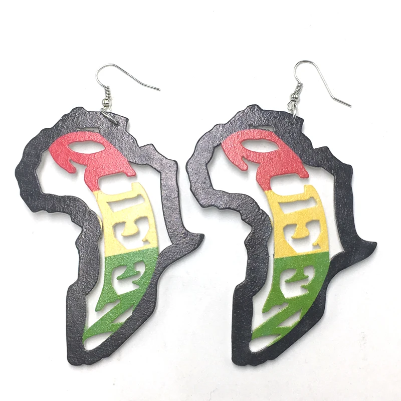 

Free Shipping! African Queen Wooden Earrings