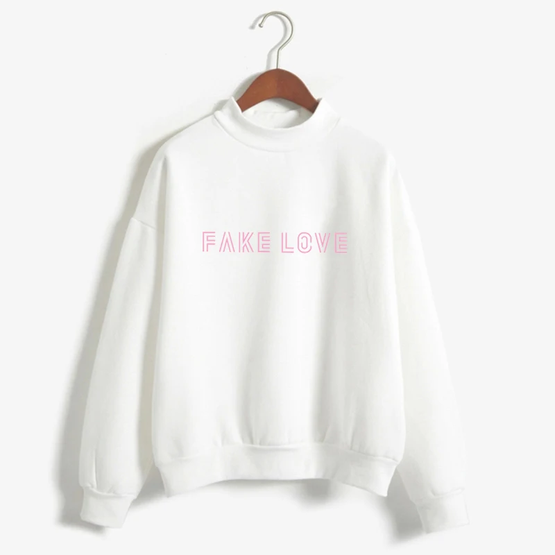 

FAKE LOVE Sweatshirt Hoodies Women Long Sleeve Kpop Style Hoodies Sweatshirt Clothes Autumn Winter Fleece Women Casual Top