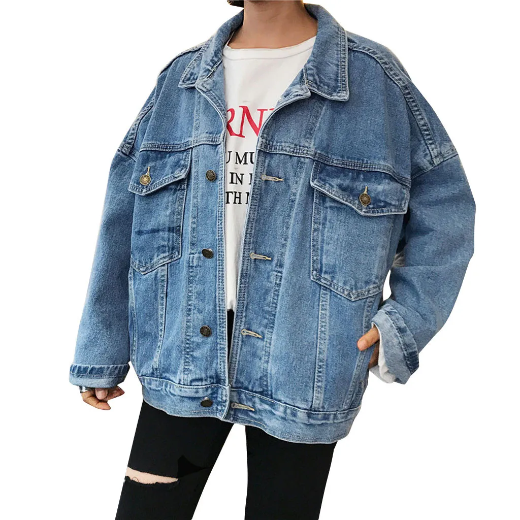 

Boyfriend Style women denim jacket Retro Oversize Cowboy autumn jacket for woman Loose Casual basic jacket