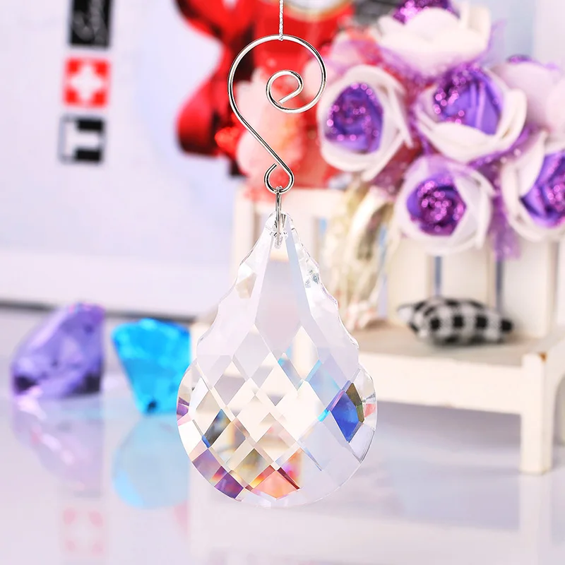 76mm Clear Glass Chandelier Crystal Parts with Hook Hanging Pendant Lighting Sun catcher Rainbow Maker Prisms Window Decoration