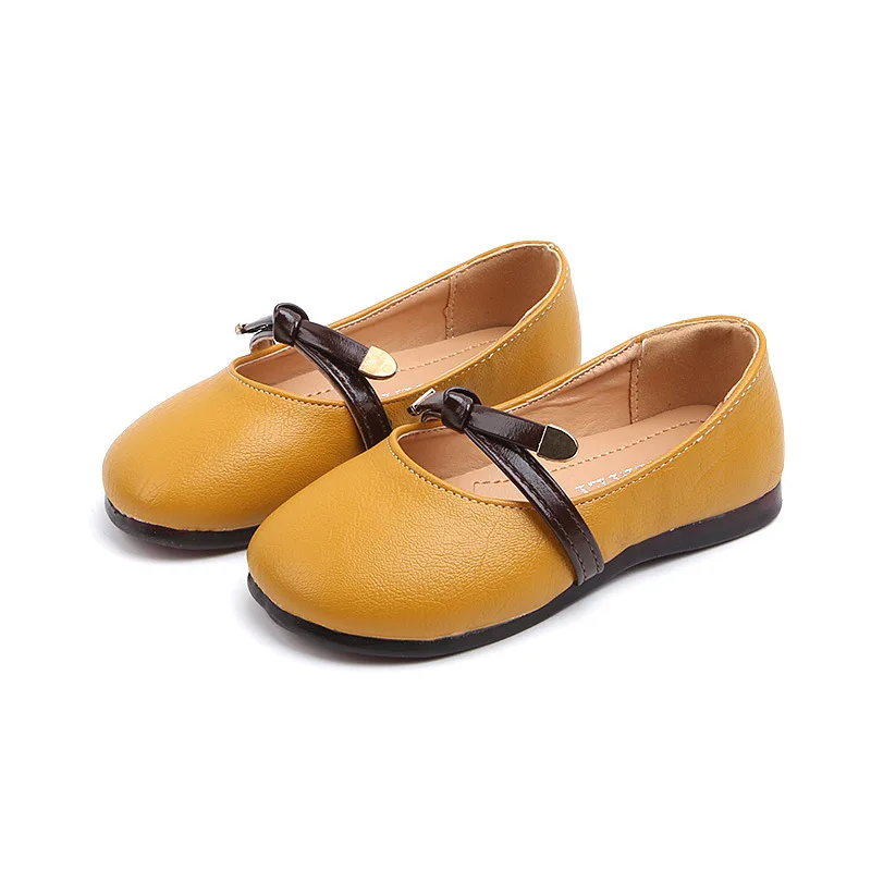 AFDSWG детская обувь; кожаная детская обувь принцессы; черная кожаная обувь; детские розовые мокасины для девочек; цвет желтый; Детские модели обуви - Цвет: Yellow