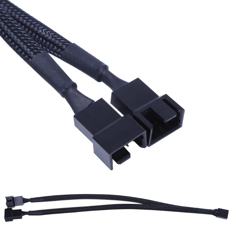

1 To 2 Way Y-Splitter Sleeved 4-Pin PWM Connector Cooler Cooling Fan Extension Adapter Cable for CPU or Computer Box fan