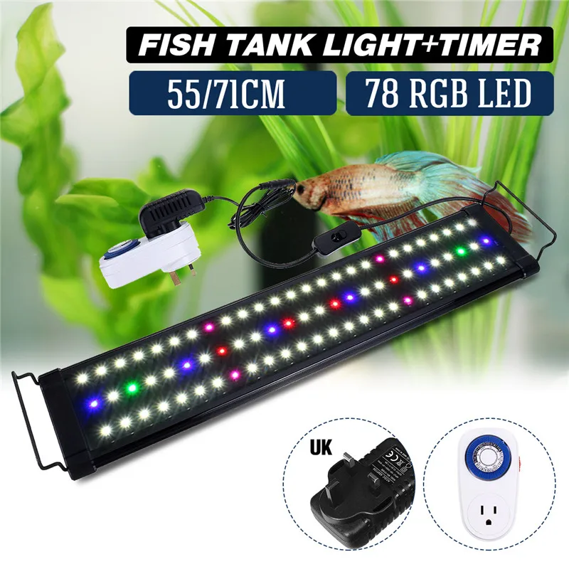 

RGB Series 78LED Lights with Timer 3510LM 18W AC100-240V Multicolor Plant Aquarium Multicolor Plant Light Suitable for 65-70cm