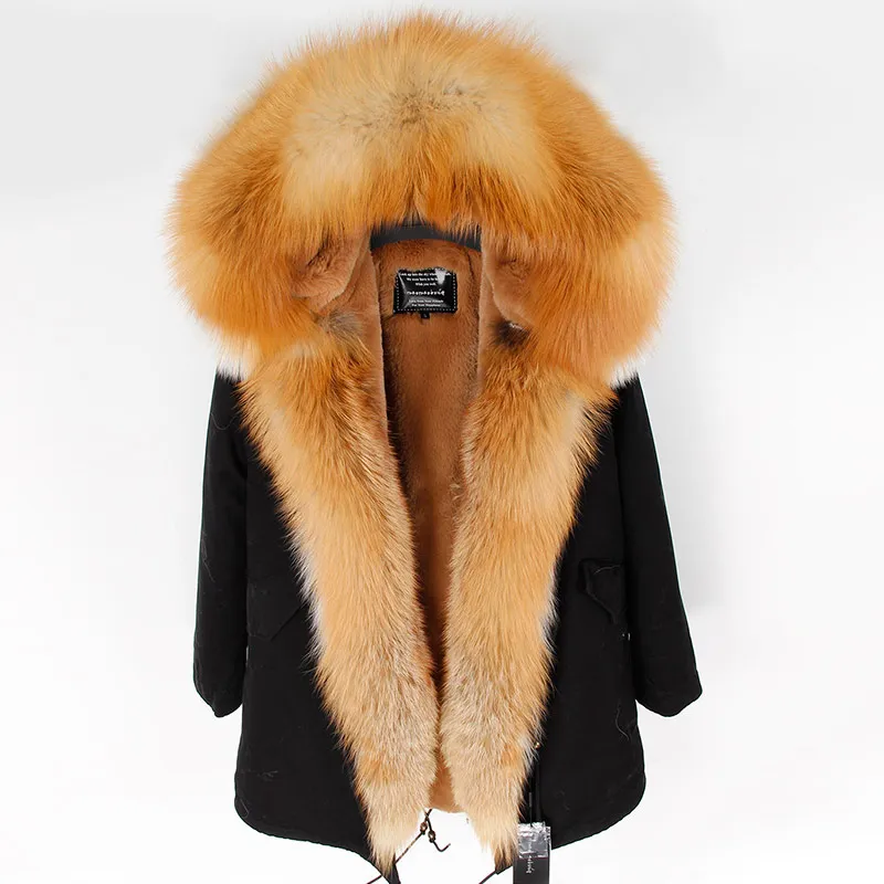 Куртка с натуральным мехом, длинное женское зимнее пальто, парка, Воротник из натурального Лисьего меха, капюшон, подкладка из искусственного меха, модная брендовая уличная одежда - Цвет: color 27