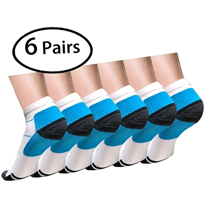 

6 Pairs Upgraded Sport Plantar Fasciitis Arch Support Low Cut Running Gym Compression Foot Socks Sleeves 2 Size
