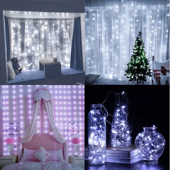 

3*3m Curtain LED String Light Fairy Icicle 8 Modes 13key remote 300 LED Christmas Micro Garland Patio Window String Lights