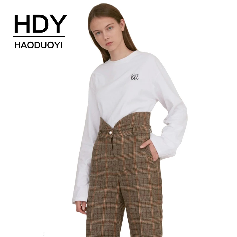 HDY Haoduoyi Брендовая женская белая Повседневная Толстовка с принтом сзади и круглым