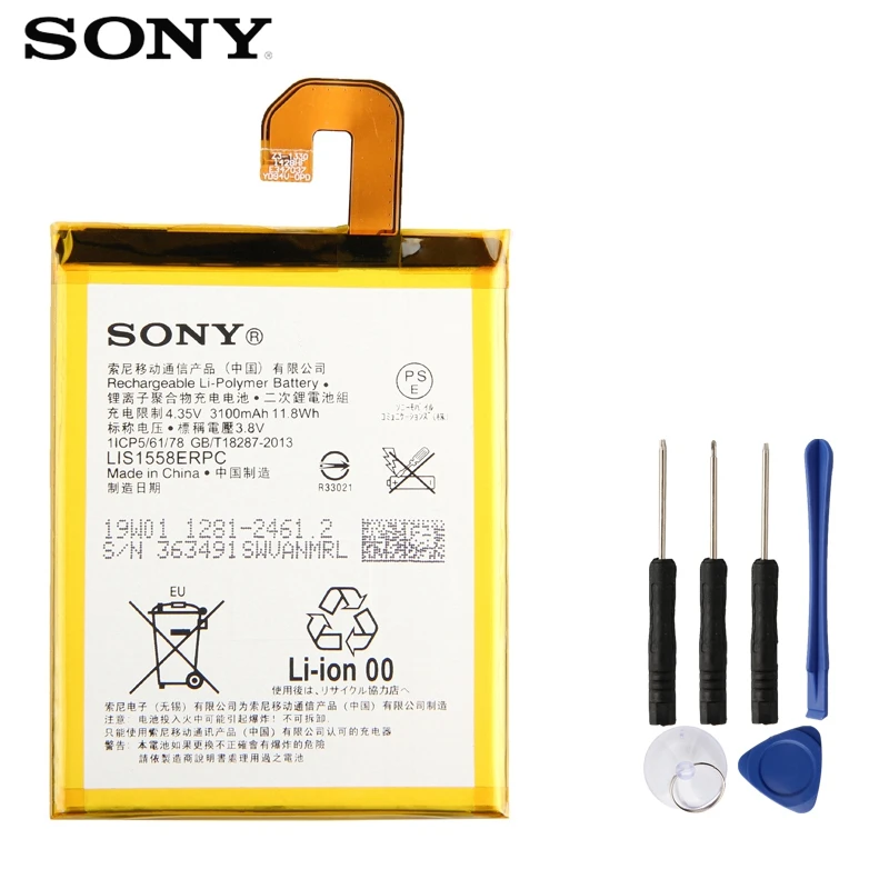 Meilleur Batterie d origine de remplacement Sony pour SONY Xperia Z3 L55T L55U D6653 D6633 D6603 LIS1558ERPC batterie de téléphone véritable 3100 mAh