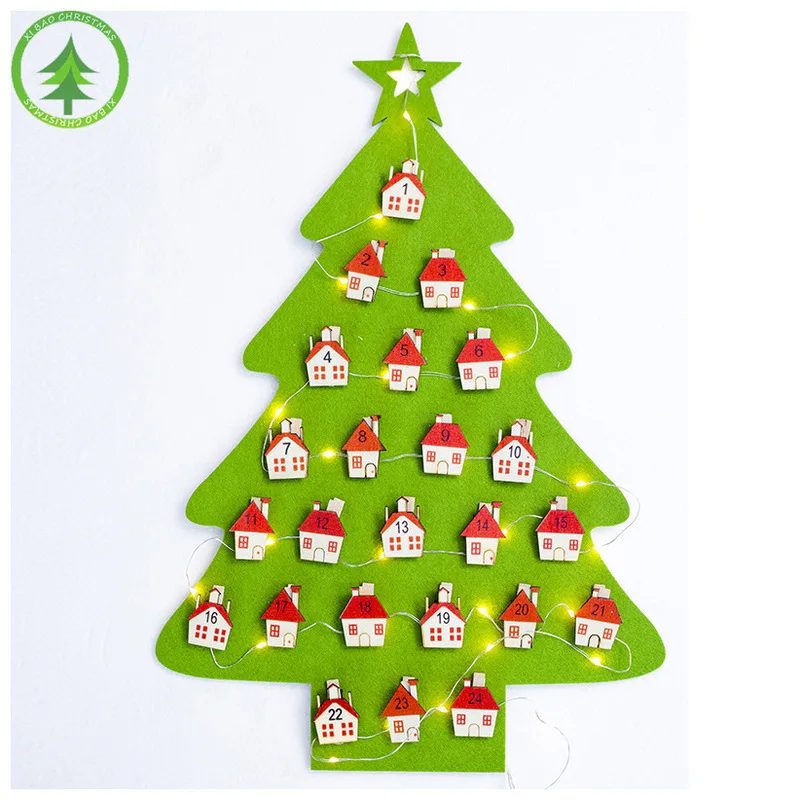 Новые рождественские украшения освещенные Войлочный кулон Рождественский календарь