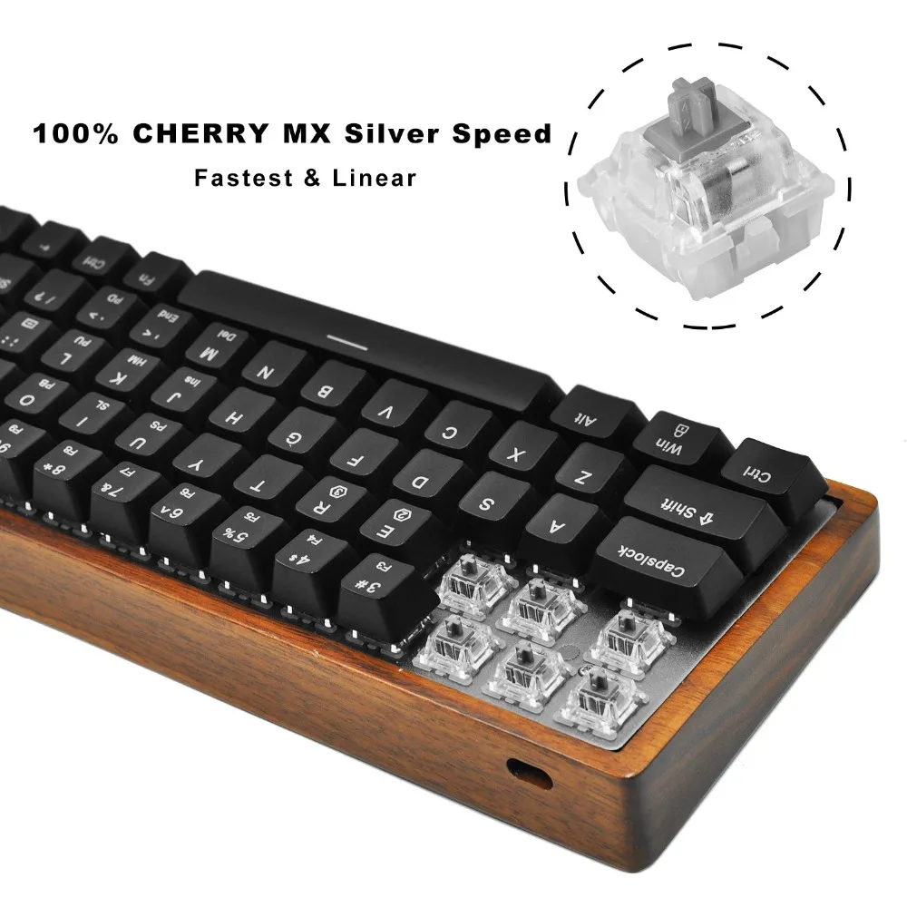 Горячая замена 60% 64 клавиш Механическая игровая клавиатура с RGB подсветкой и