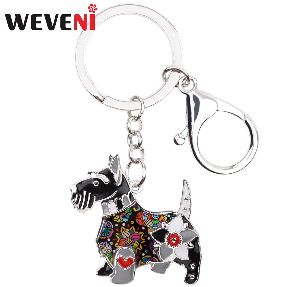 WEVENI эмаль металл Абердин шотландский терьер собака брелок для ключей ювелирные изделия для женщин девушка сумка Шарм брелок аксессуары