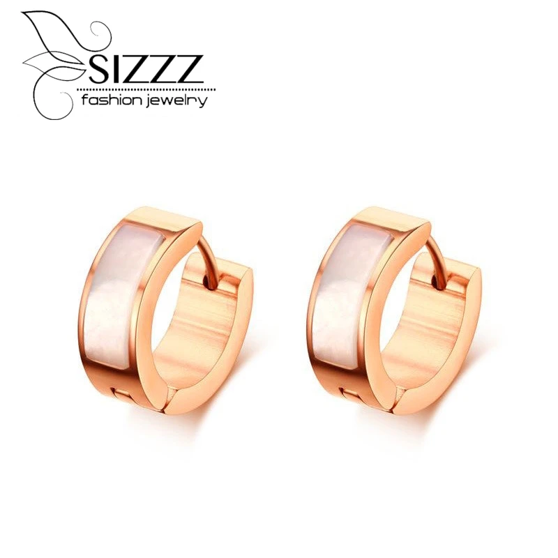 Женские серьги кольца SIZZZ из нержавеющей стали под розовое золото 16 5 мм|rose gold hoop
