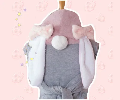 Princess sweet lolita Hanging rabbit ears rabbit wool scarf Bow warm winter W03