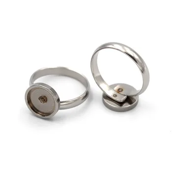 

Glass Cabochons Bases Stainless Steel Ring Findings Blanks 8mm 10mm 12mm Round Strong Bezel Metal Rings DIY Settings Accessories