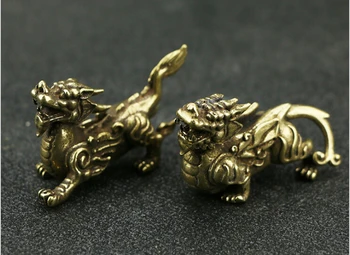 

Bronze Antique Collection Pure Bronze Mink Ornaments A Pair of Brass Mink Kirin Small Ornaments Handlebars