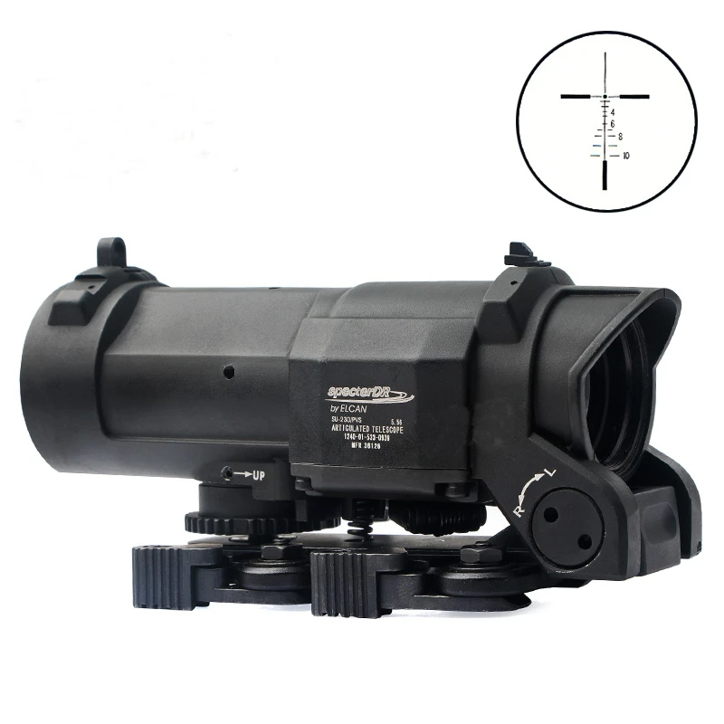 Tactical QD 1X-4X Rifle Scope Quick Detachable 1-4X Adjustable Dual Role Sight With Shade Cover For Airsoft Hunting Shooting