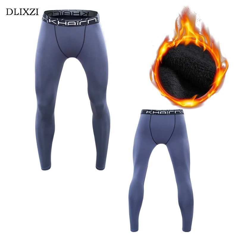Winter Warme Hosen Männer Compression Leggings Fleece Dicken Jogger Jogginghose Turnhallen Bodybuilding Hosen Männlichen Thermische Unterwäsche