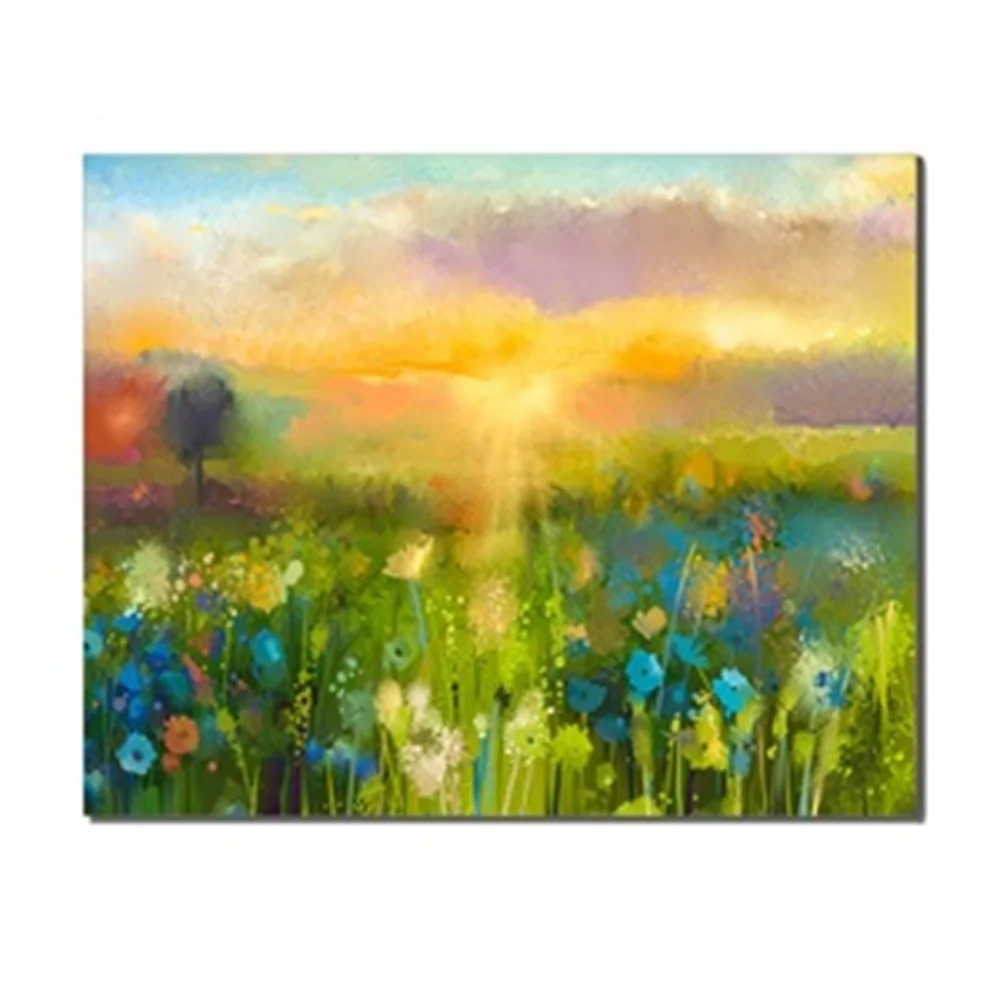 

Colorful Flowers Sunshine Trees Outdoor Scenic Frameless Canvas Painting Posters Artwork Pictures For Home Bedroom Decoration