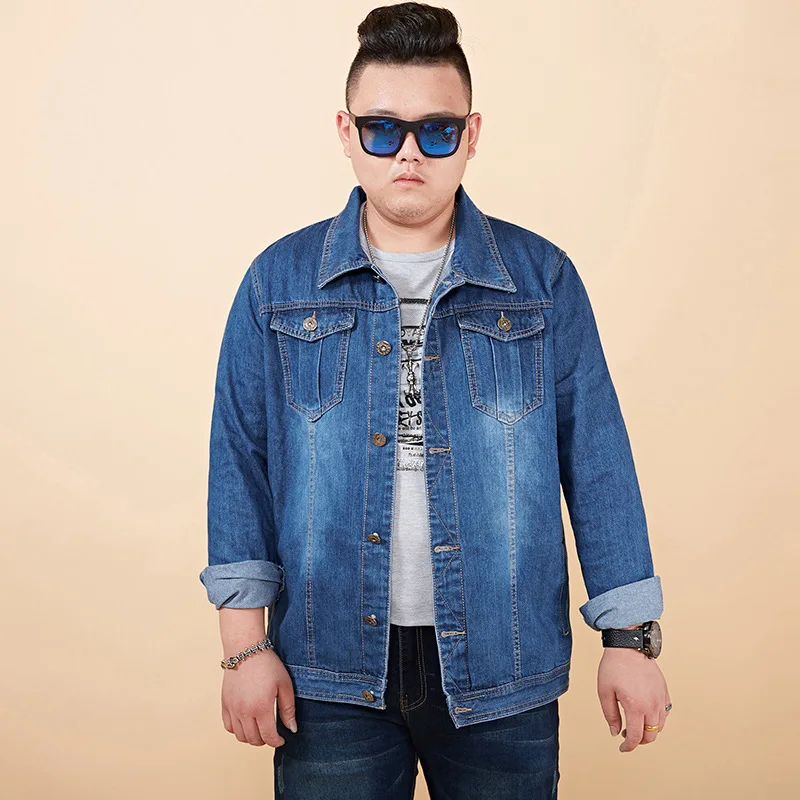 

2018 Retro Denim Jacket Men Spring Turn-Down Collar Super Large Size Jacket Men's Classic Outwear Jean Jackets 8XL Coat