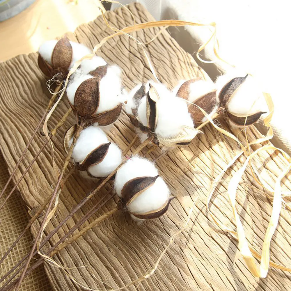 Naturally Dried Cotton Stems Farmhouse Artificial Flower ... Naturally Dried Cotton Stems Farmhouse Artificial Flower