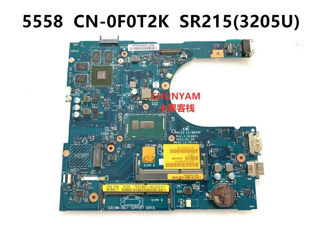 KEFU абсолютно AAL10 LA-B843P для Dell INSPIRON 5458 5558 5758 материнская плата для ноутбука SR215 3205U 920 M/1 GB CN-0F0T2K F0T2K материнская плата