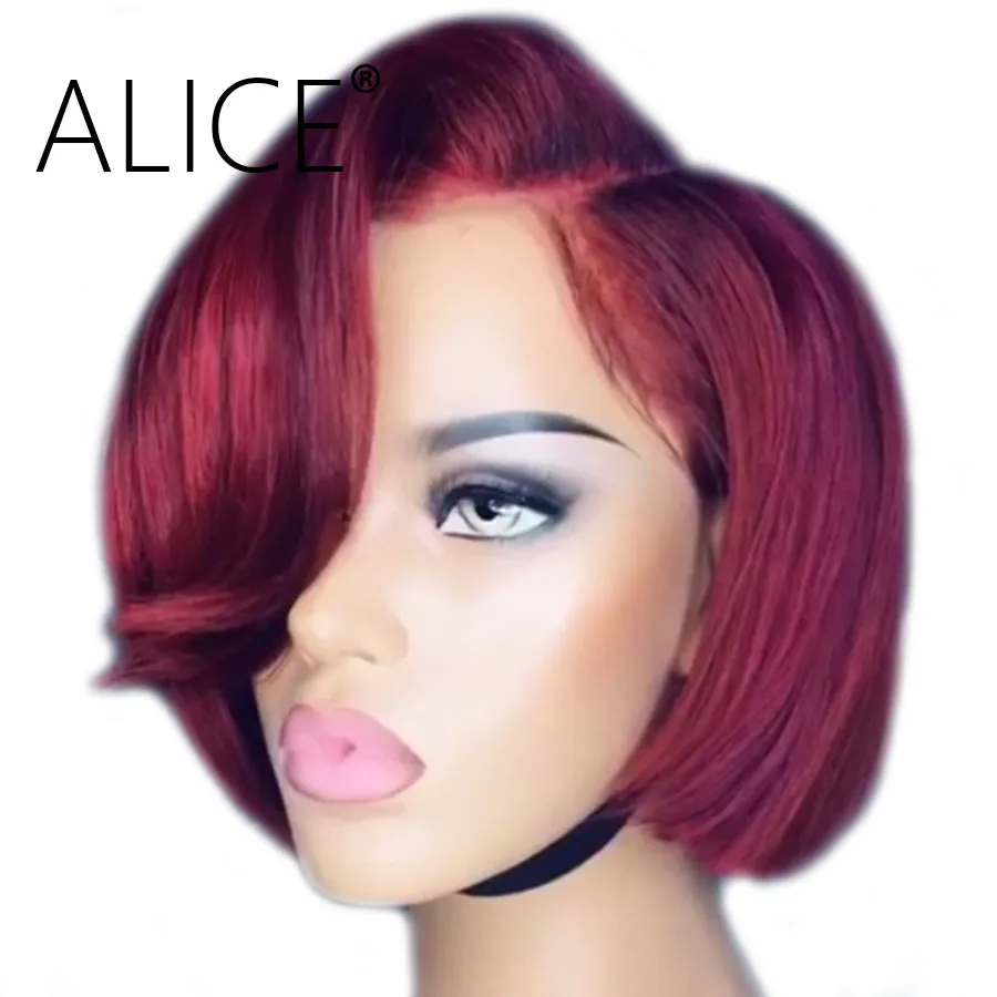 99j burgundy short bob wig human hair
