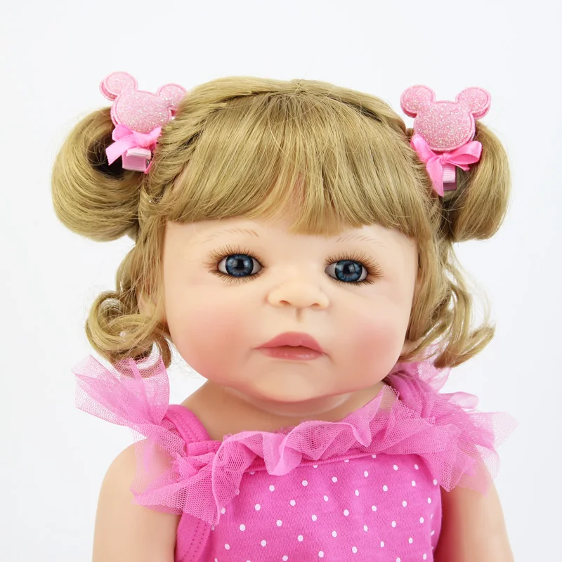 55 см полное Силиконовое боди блондинка Reborn Baby Doll игрушка винил новорожденных принцесса малышей Bebe для девочек подарок на день рождения
