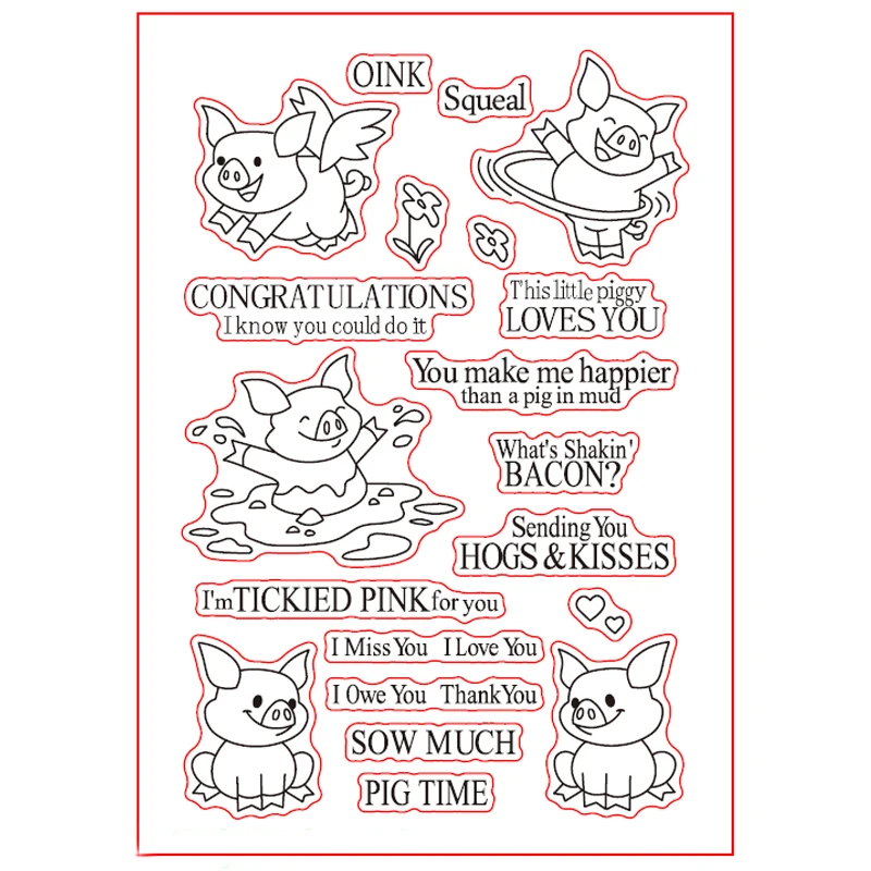 

Happy Piggy Pig Animals Clear Stamps for Scrapbooking Decorative Cards Making Paper Crafts Supplies Transparent Stamp New 2018