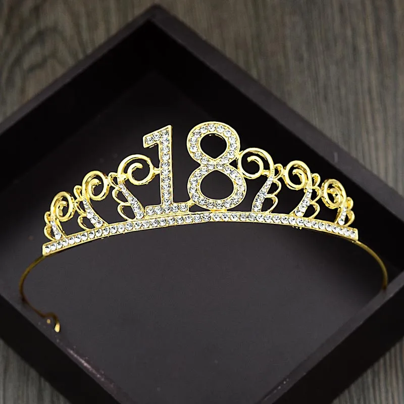 GETNOIVAS barocco 18 anni compleanno corona festa diadema copricapo testa  gioielli festa di compleanno diadema accessori per capelli oro SL -  AliExpress