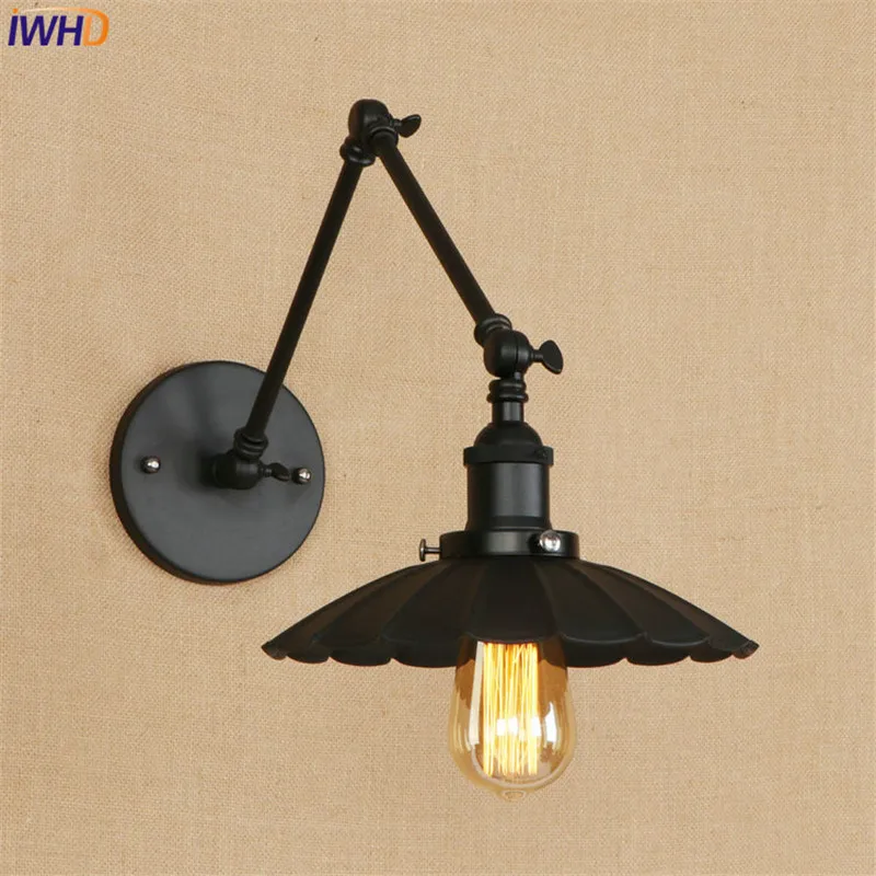 Черный Ретро винтажный светодиодный настенный светильник Edison Wandlamp Свинг