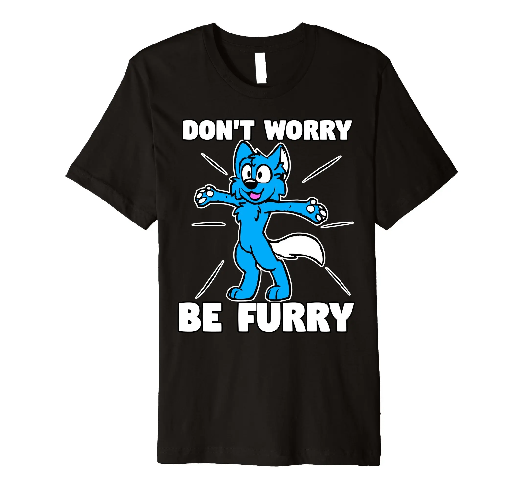 

Funny Men t shirt novelty tshirt Furry Fandom Shirt Don't Worry Be Furry Shirt Wolf Shirt Fox T-Shirt Print O-Neck Short