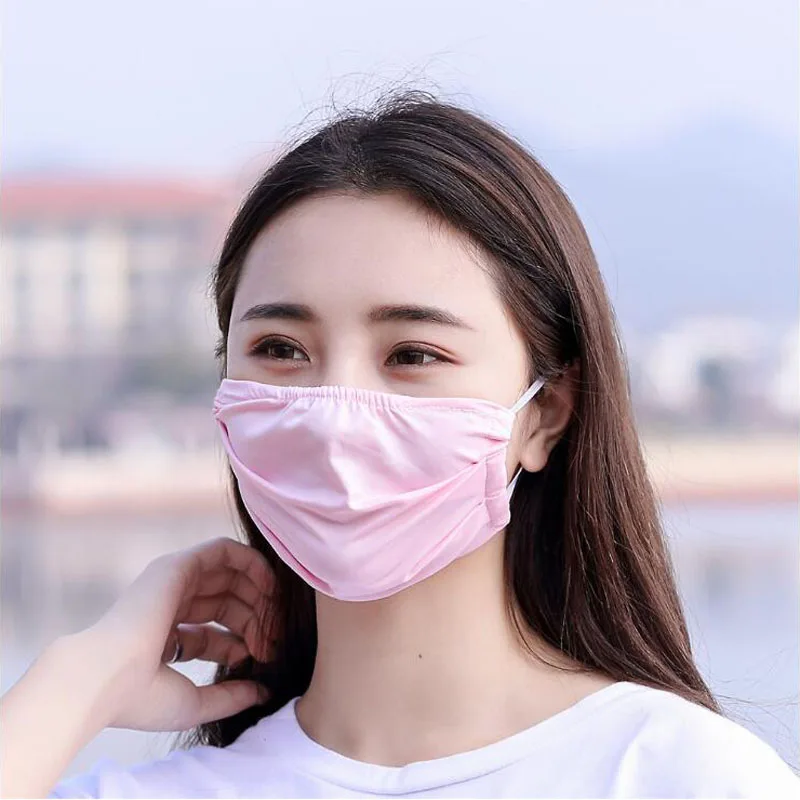 Хлопок Солнцезащитный рот маски Регулируемые моющиеся анти-УФ против пыли маска лица фильтр ветрозащитный Рот Муфельные MR118 - Цвет: Розовый