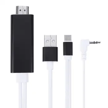 

Type C to HDMI Male 1080P HDTV Converter Audio Video Cable Adapter HDMI Cable Cord Wire Adaptor with 3.5mm Audio Jack