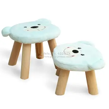 

Living Room Home Sofa Bench Change Shoes Stool Solid Wood Fabric Adult Coffee Table Stool Short Children Cute Animal Stool