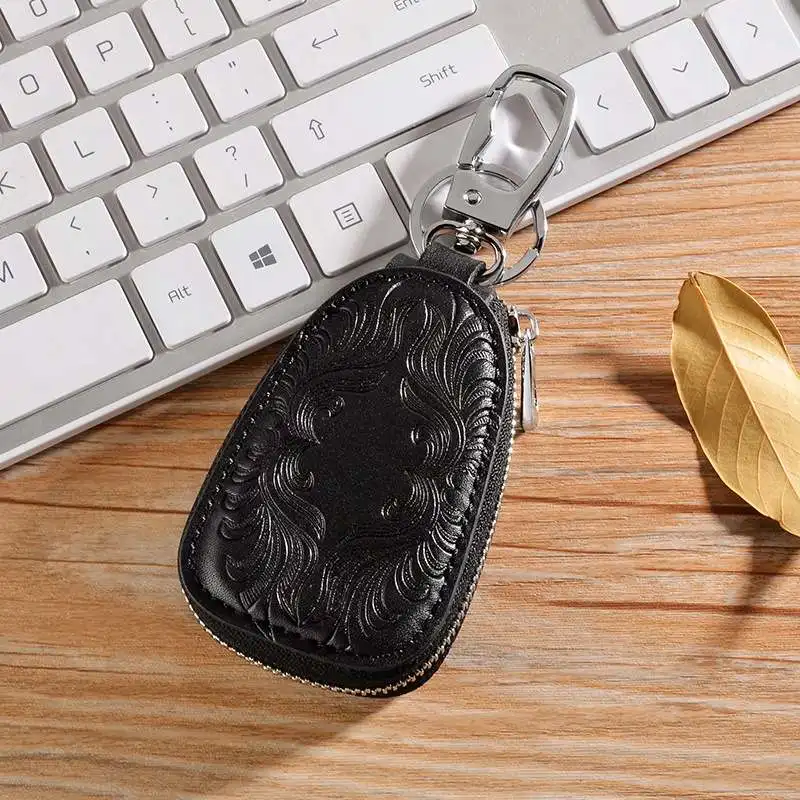 Osmond Женский кошелек для ключей для мужчин и женщин из натуральной кожи держатели ключей от автомобиля ключница для мужчин ретро многофункциональный домашний Брелок чехол - Цвет: Черный