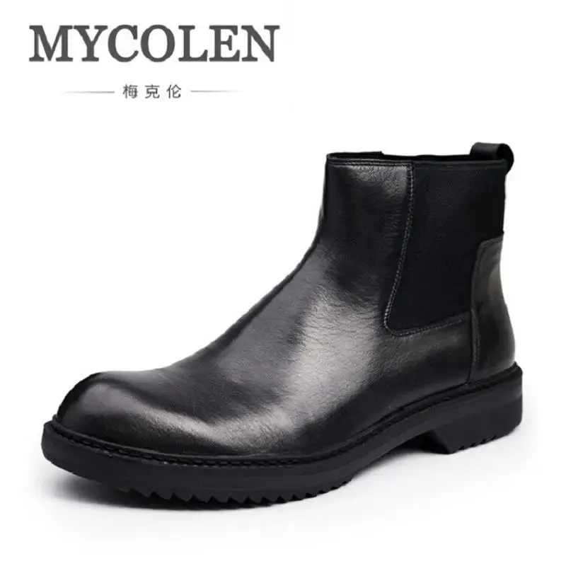 Calidad Hombres Cómodos Británico Cuero Hermosos Botines Marca Estilo De Negro Botas Casual Mycolen Superior Zapatos Chelsea Retro zXEq1wTnF