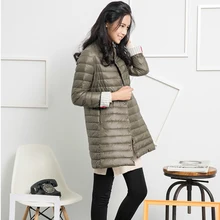 Повседневное сверхлегкое пуховое пальто женская зимняя куртка женские белые пуховики длинные тонкие женские теплые пуховики Верхняя одежда