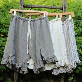 

Women Plue Size Causal Solid Linen High Waist Tie Up Loose Wide Short Pants Casual Simple Style Shorts For Woman Szorty Damskie