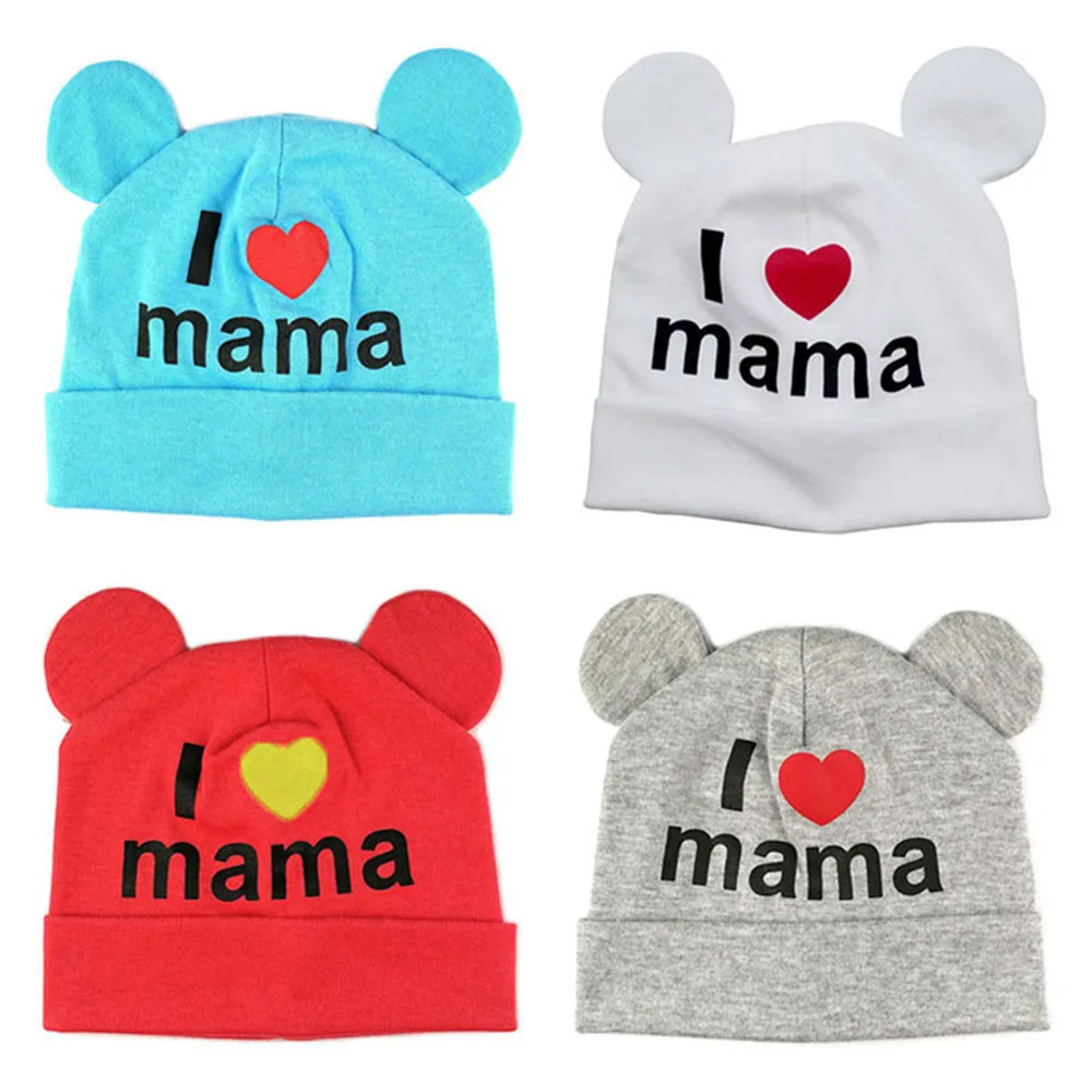 Baby Hat Cotton Skullies I Love Mama Print Caps Hats Beanies Capin Men