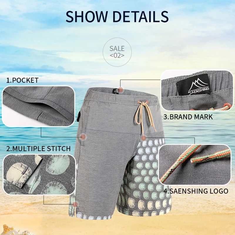 SAENSHING جديد حار تصفح سروال سباحة قصير عالية الجودة الشاطئ مجلس السراويل الرجال تنفس الرياضة قصيرة الذكور مايوه دي باين زائد حجم