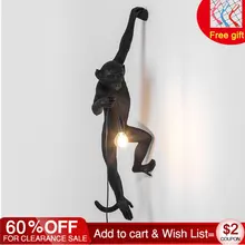 Resina Nero Bianco Oro Scimmia Luce Lampada A Sospensione Soggiorno Lampade Art Parlor Studio Luci A Led di lustro Con Il e27 Ha Condotto La Lampadina