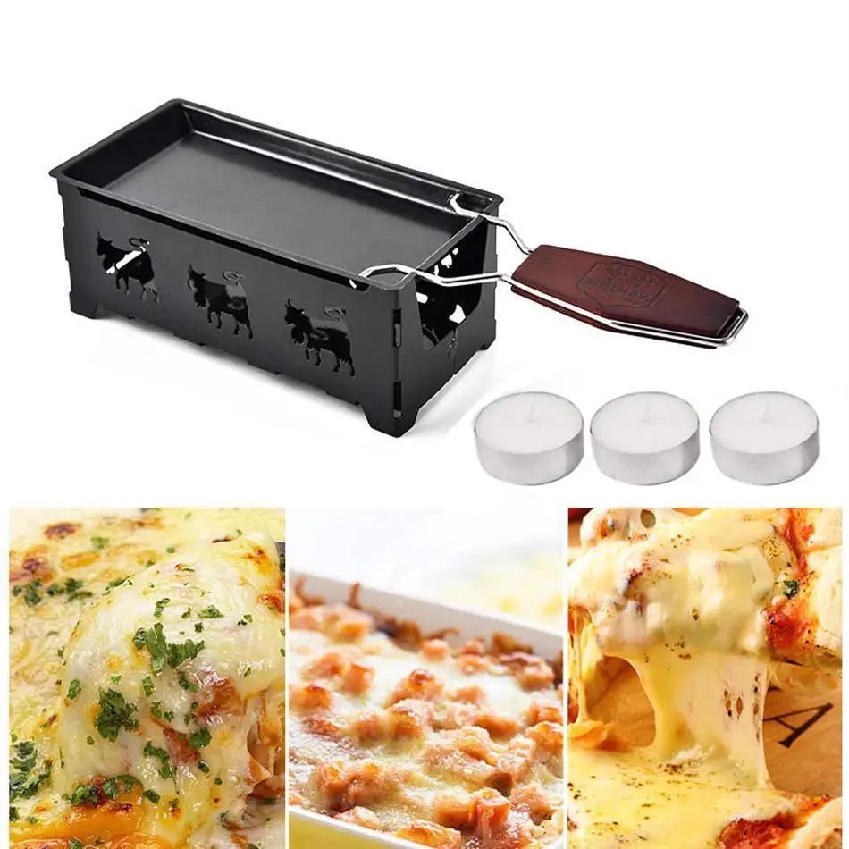 Iron Metal Non-stick Cheese Roasters Practical Gadgets Wooden Handle Mini Nonstick Baking Tray Cheese Oven BBQ Tools