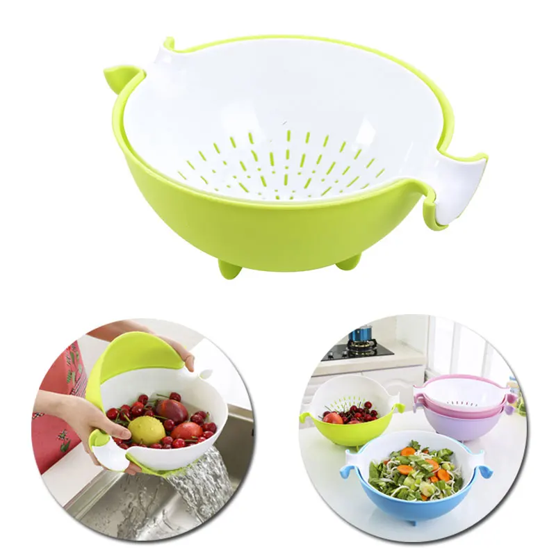 

Strainer Double Layer Drainer With Handle Kitchen Tools Food Grade PP Colander Fruit Vegetable Washing Basket Strainer