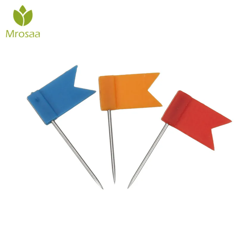 

Mrosaa 100pcs/lot Mixed Color Flag Push Pins Nail Thumb Tack Cork Board Map Drawing Pins Home School Office Stationery Supplies
